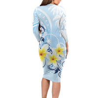 FSM Chuuk Constitution Day Family Matching Long Sleeve Bodycon Dress and Hawaiian Shirt Polynesian Curves Plumeria - Polynesian Pride