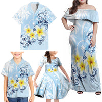 FSM Chuuk Constitution Day Family Matching Off Shoulder Maxi Dress and Hawaiian Shirt Polynesian Curves Plumeria - Polynesian Pride