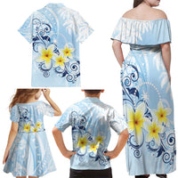 FSM Chuuk Constitution Day Family Matching Off Shoulder Maxi Dress and Hawaiian Shirt Polynesian Curves Plumeria - Polynesian Pride