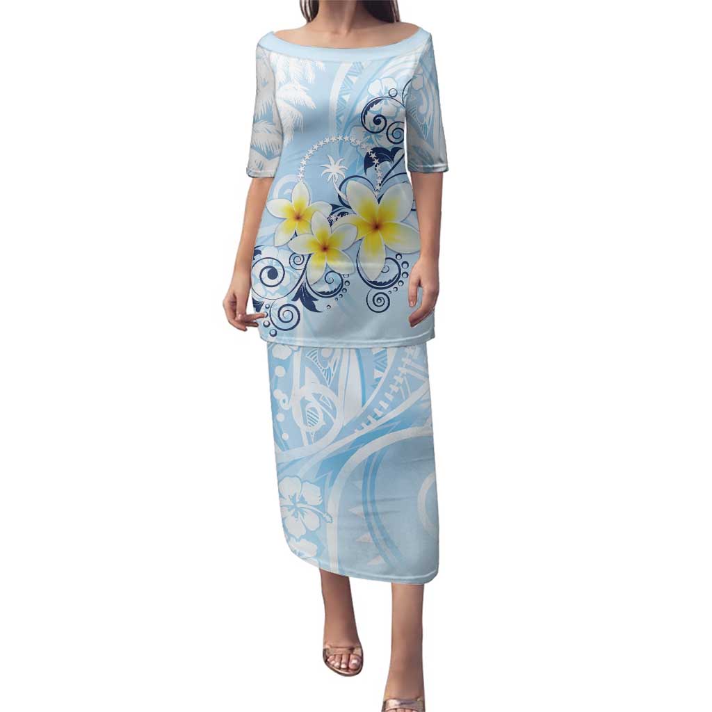 FSM Chuuk Constitution Day Family Matching Puletasi and Hawaiian Shirt Polynesian Curves Plumeria - Polynesian Pride