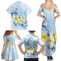 FSM Chuuk Constitution Day Family Matching Summer Maxi Dress and Hawaiian Shirt Polynesian Curves Plumeria - Polynesian Pride
