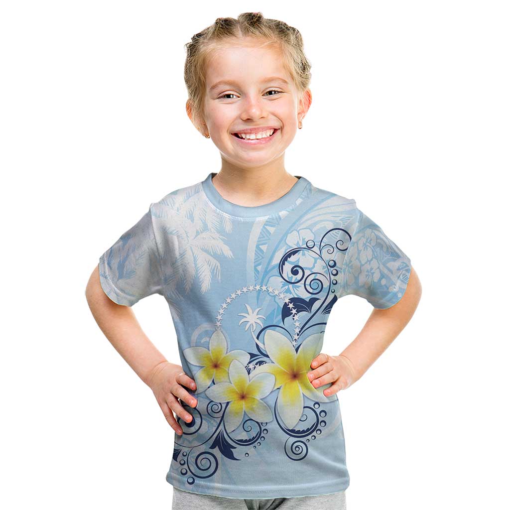 FSM Chuuk Constitution Day Kid T Shirt Polynesian Curves Plumeria - Polynesian Pride