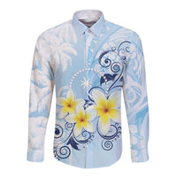 FSM Chuuk Constitution Day Long Sleeve Button Shirt Polynesian Curves Plumeria - Polynesian Pride