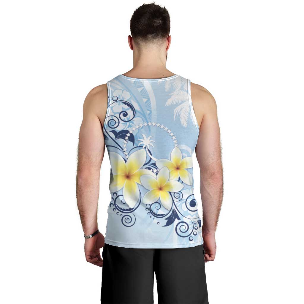 FSM Chuuk Constitution Day Men Tank Top Polynesian Curves Plumeria - Polynesian Pride