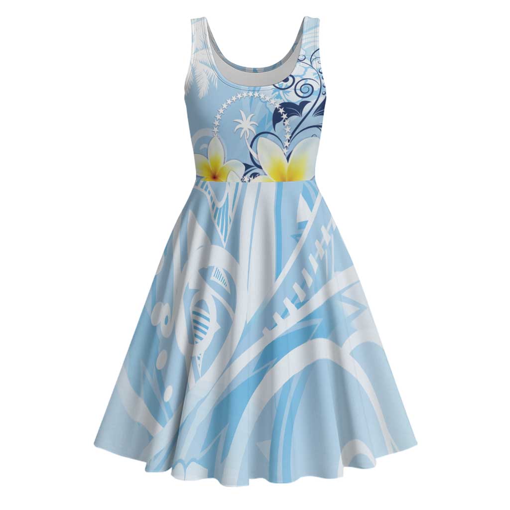 FSM Chuuk Constitution Day Midi Dress Polynesian Curves Plumeria - Polynesian Pride