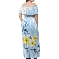 FSM Chuuk Constitution Day Off Shoulder Maxi Dress Polynesian Curves Plumeria - Polynesian Pride