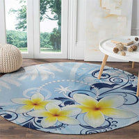 FSM Chuuk Constitution Day Round Carpet Polynesian Curves Plumeria - Polynesian Pride