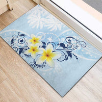 FSM Chuuk Constitution Day Rubber Doormat Polynesian Curves Plumeria - Polynesian Pride