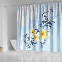 FSM Chuuk Constitution Day Shower Curtain Polynesian Curves Plumeria - Polynesian Pride