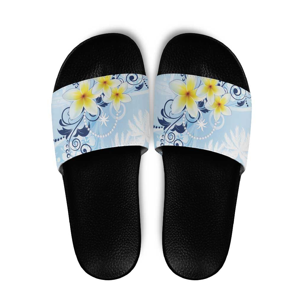FSM Chuuk Constitution Day Slide Sandals Polynesian Curves Plumeria - Polynesian Pride