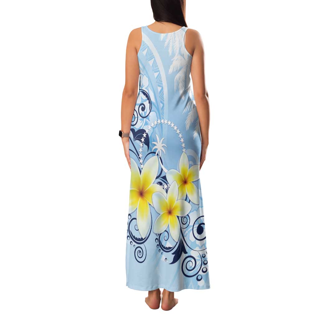FSM Chuuk Constitution Day Tank Maxi Dress Polynesian Curves Plumeria - Polynesian Pride