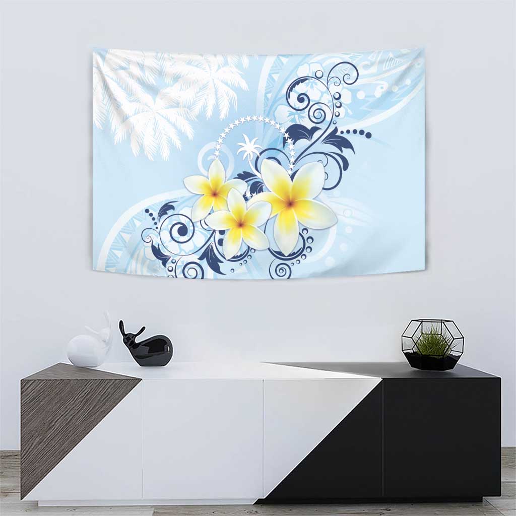 FSM Chuuk Constitution Day Tapestry Polynesian Curves Plumeria - Polynesian Pride