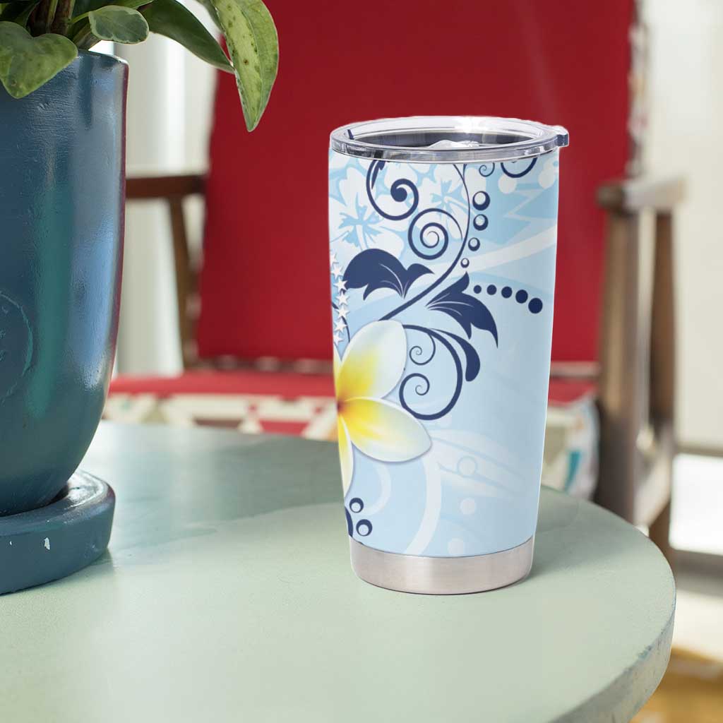 FSM Chuuk Constitution Day Tumbler Cup Polynesian Curves Plumeria - Polynesian Pride