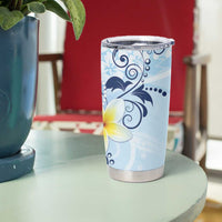 FSM Chuuk Constitution Day Tumbler Cup Polynesian Curves Plumeria - Polynesian Pride