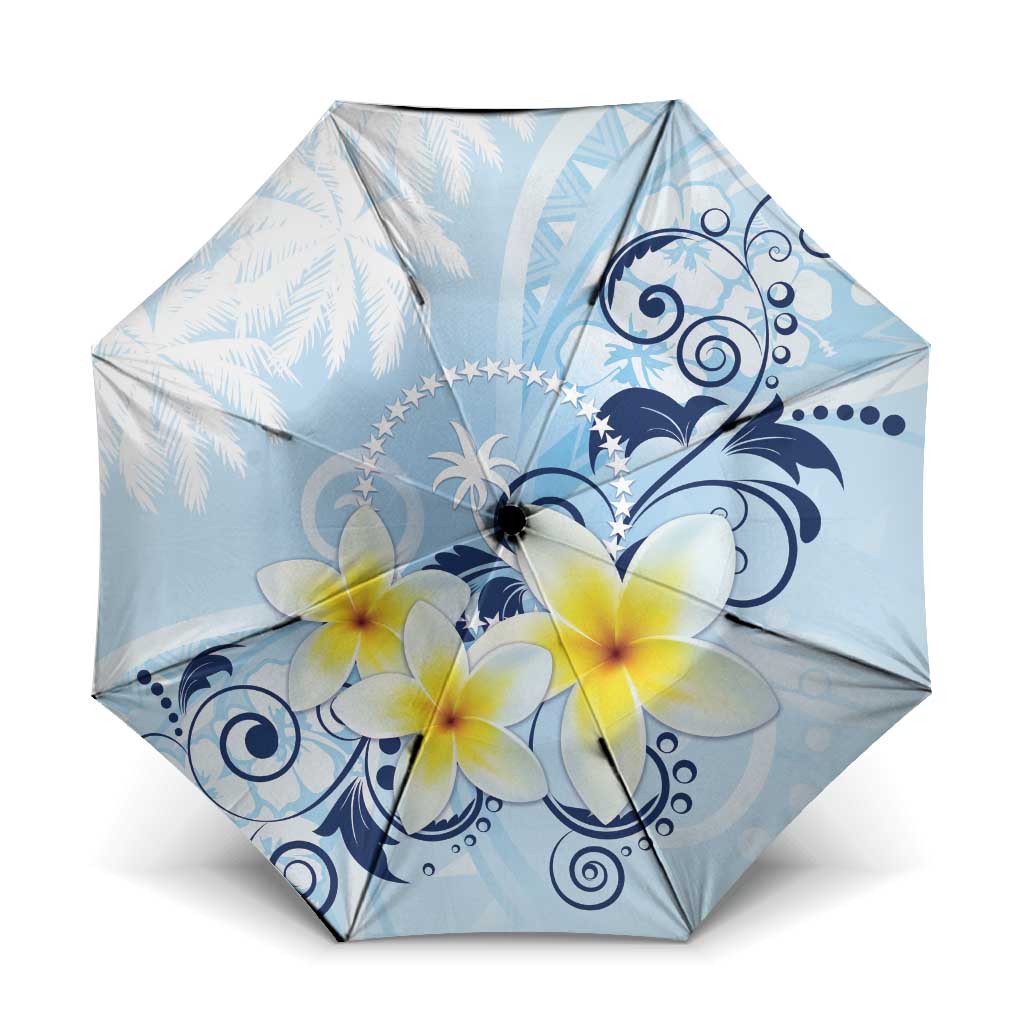 FSM Chuuk Constitution Day Umbrella Polynesian Curves Plumeria - Polynesian Pride