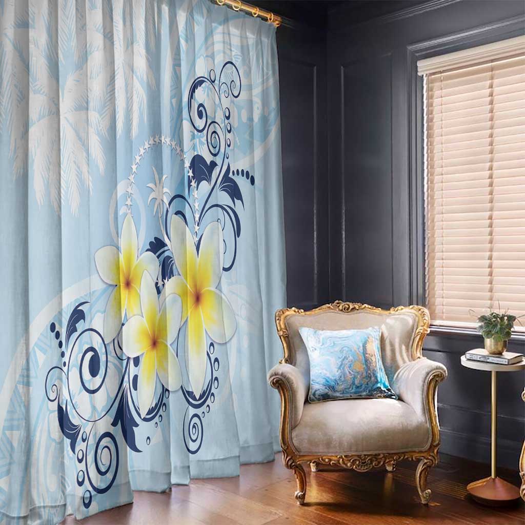 FSM Chuuk Constitution Day Window Curtain Polynesian Curves Plumeria - Polynesian Pride