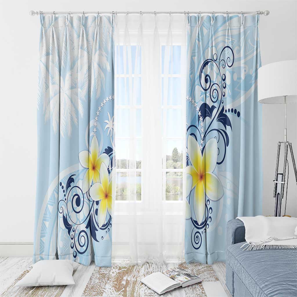 FSM Chuuk Constitution Day Window Curtain Polynesian Curves Plumeria - Polynesian Pride