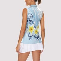 FSM Chuuk Constitution Day Women Sleeveless Polo Shirt Polynesian Curves Plumeria - Polynesian Pride