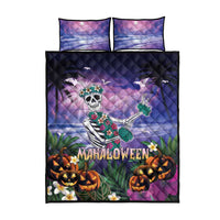Happy Hulaween Quilt Bed Set Mahaloween Skeleton Dancing