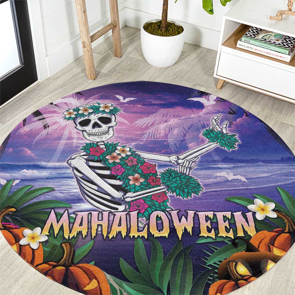 Happy Hulaween Round Carpet Mahaloween Skeleton Dancing LT05 Purple - Polynesian Pride