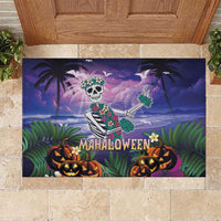 Happy Hulaween Rubber Doormat Mahaloween Skeleton Dancing