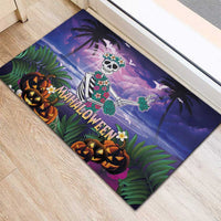 Happy Hulaween Rubber Doormat Mahaloween Skeleton Dancing