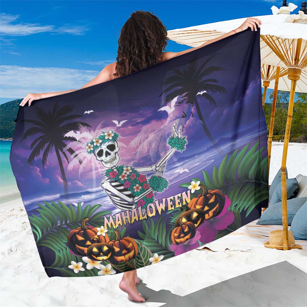 Happy Hulaween Sarong Mahaloween Skeleton Dancing LT05 One Size 44 x 66 inches Purple - Polynesian Pride