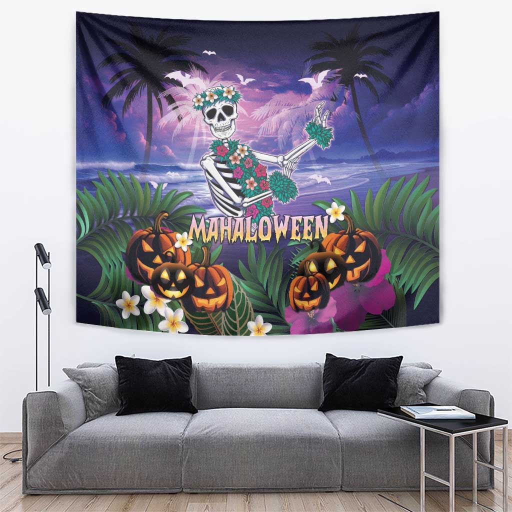 Happy Hulaween Tapestry Mahaloween Skeleton Dancing LT05 Purple - Polynesian Pride