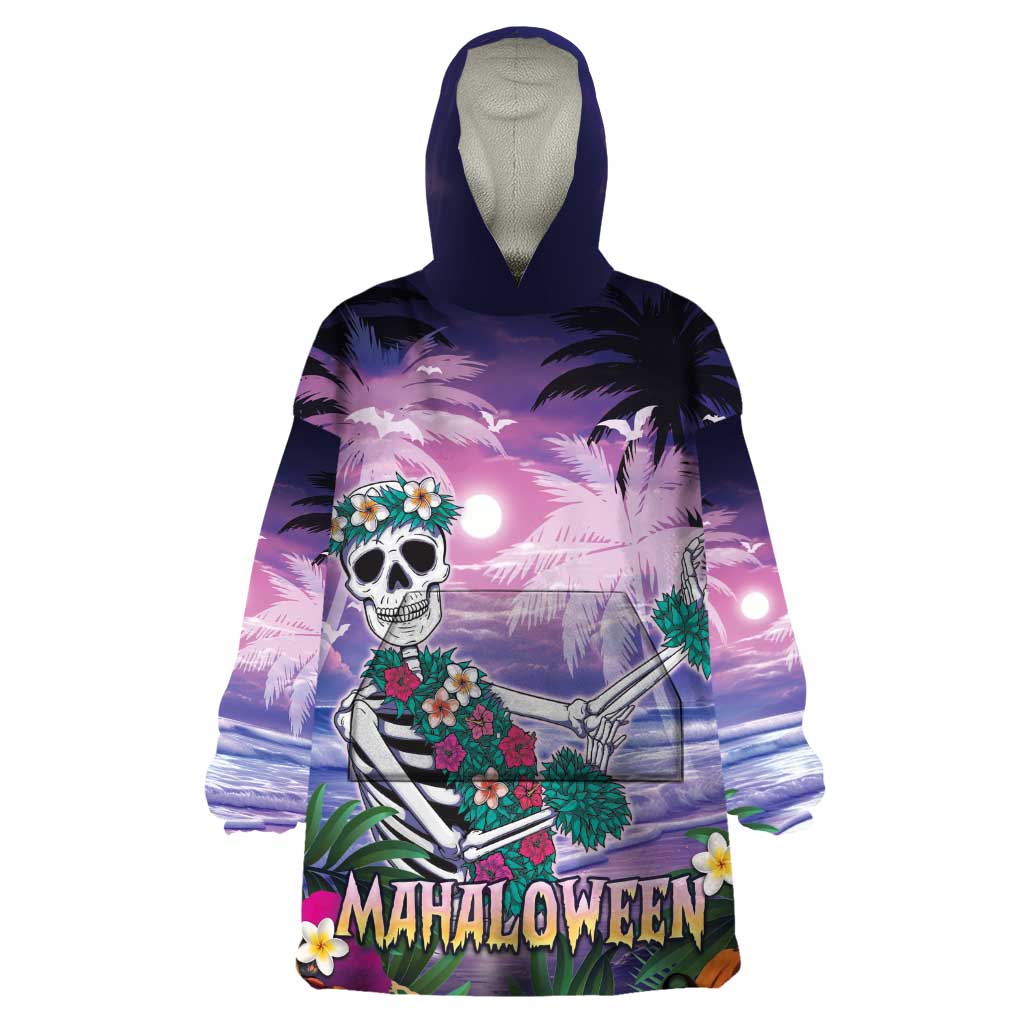 Happy Hulaween Wearable Blanket Hoodie Mahaloween Skeleton Dancing LT05 One Size Purple - Polynesian Pride