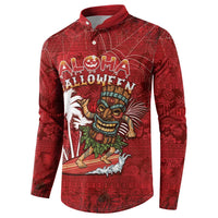 Personalised Aloha Halloween Button Sweatshirt Skeleton Surfing