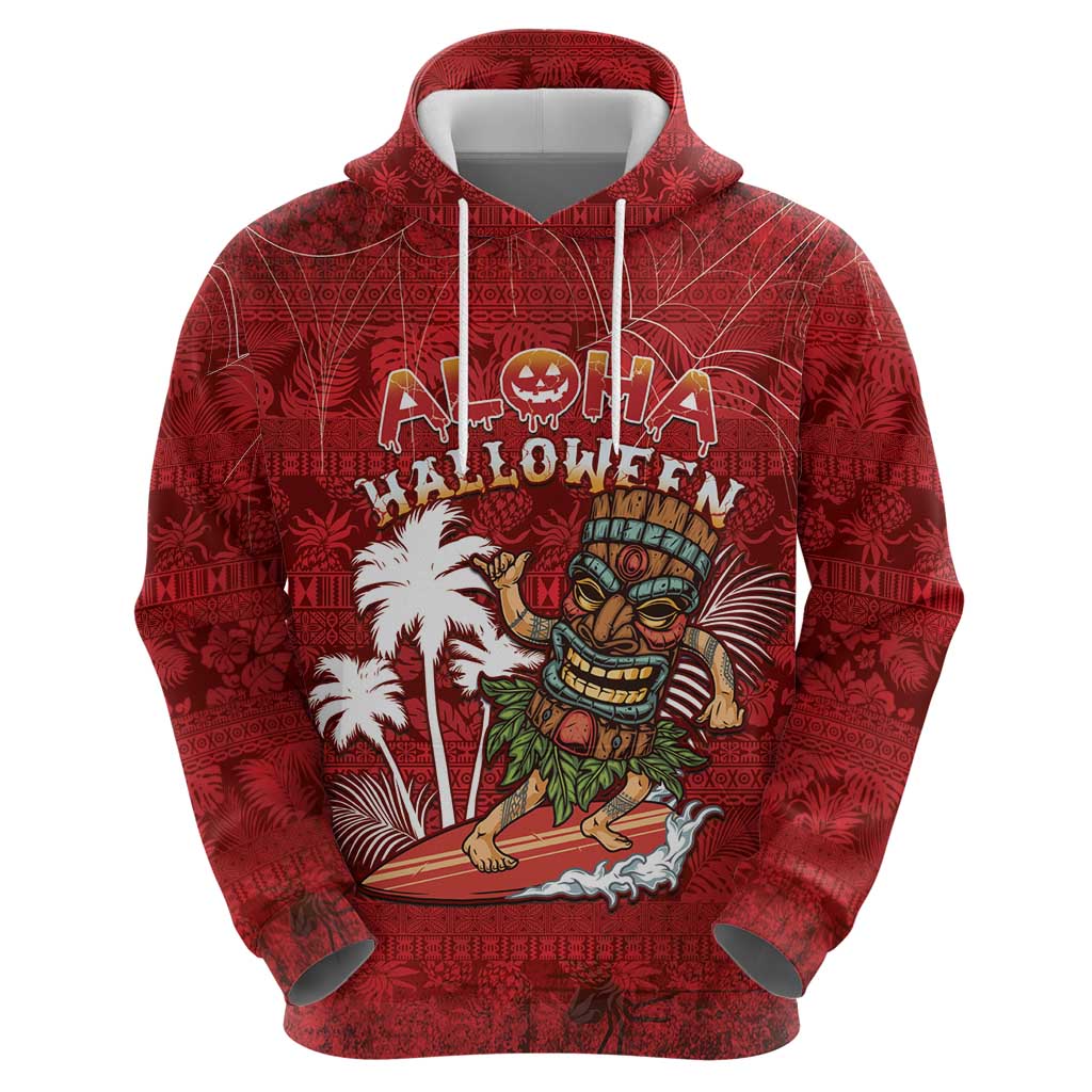 Personalised Aloha Halloween Hoodie Skeleton Surfing
