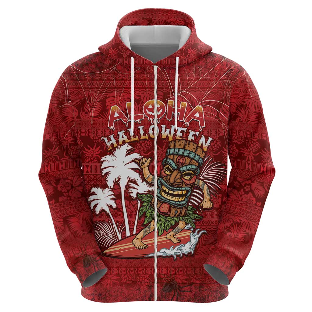 Personalised Aloha Halloween Hoodie Skeleton Surfing