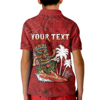 Personalised Aloha Halloween Kid Polo Shirt Skeleton Surfing