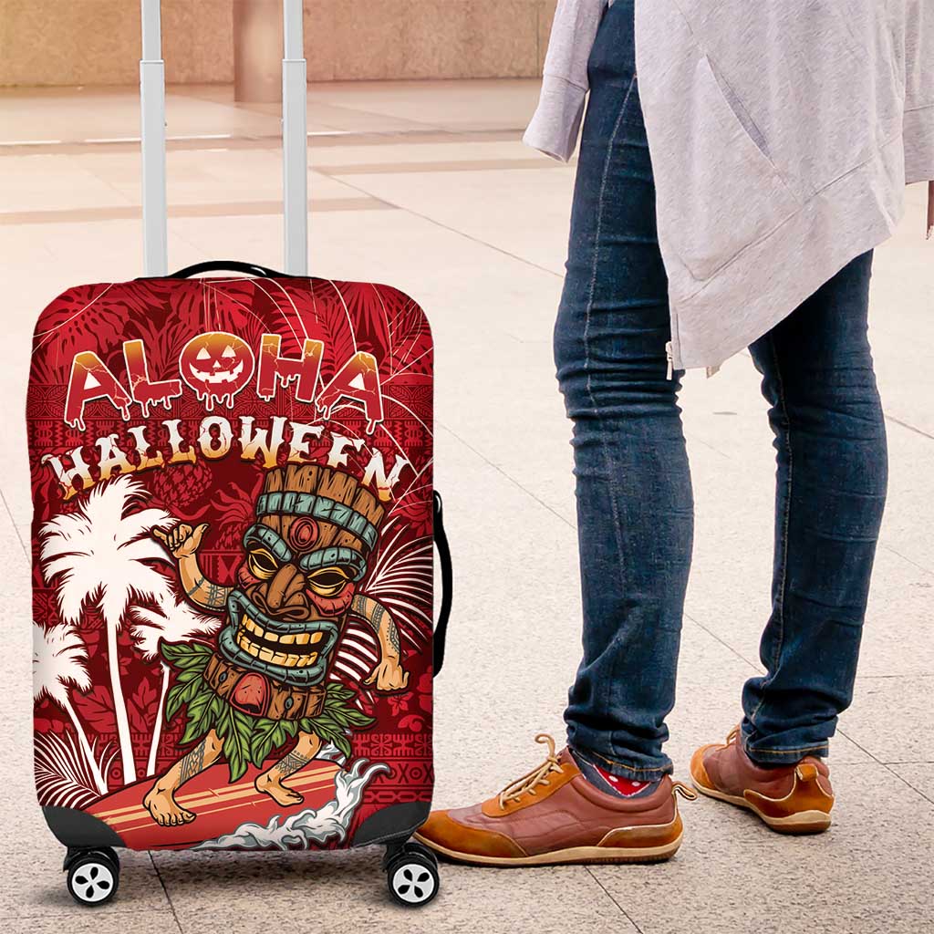 Aloha Halloween Luggage Cover Skeleton Surfing LT05 Red - Polynesian Pride
