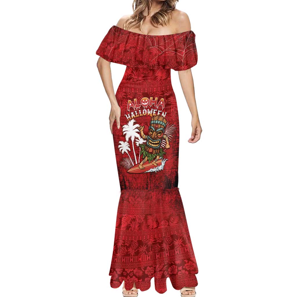 Personalised Aloha Halloween Mermaid Dress Skeleton Surfing