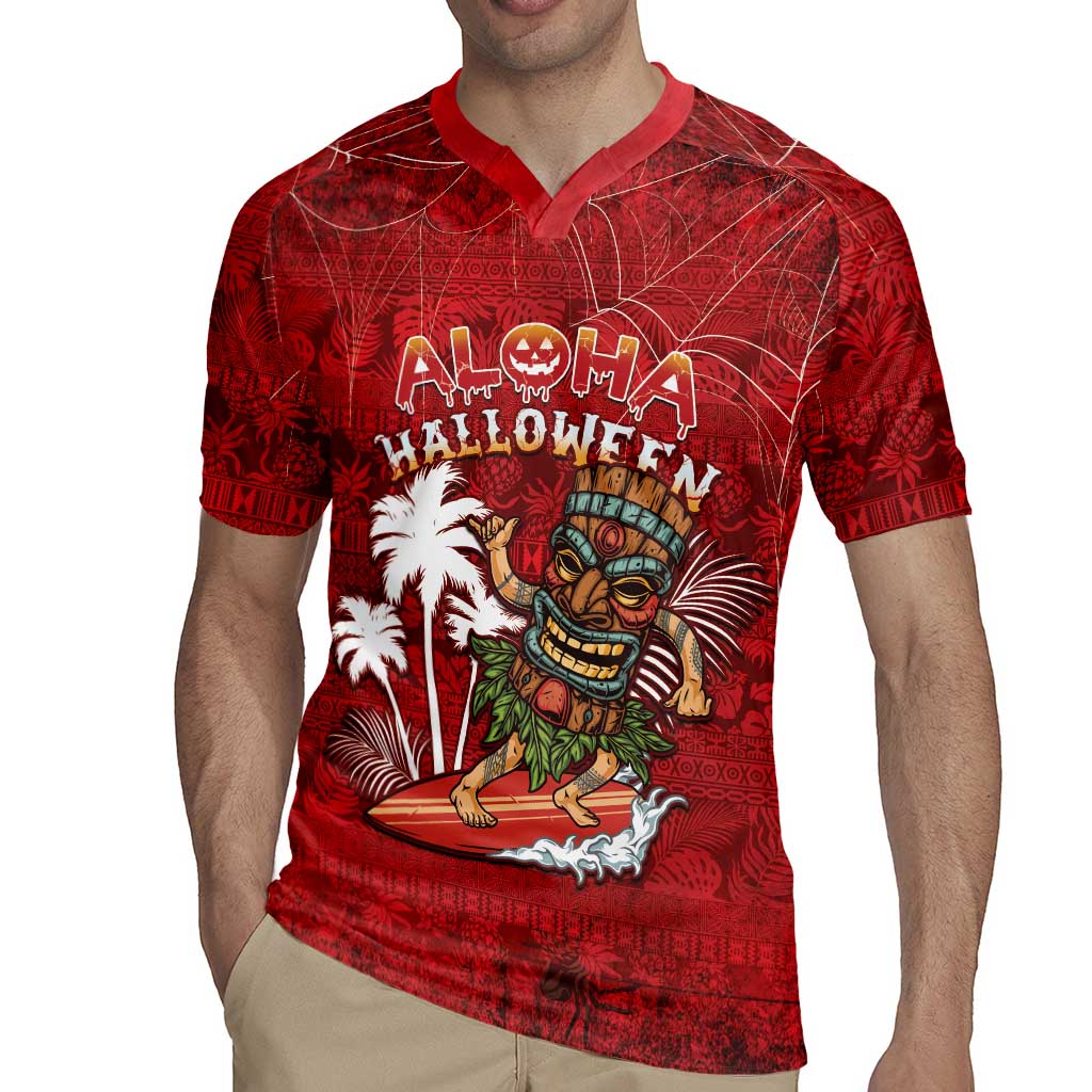 Personalised Aloha Halloween Rugby Jersey Skeleton Surfing