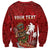 Personalised Aloha Halloween Sweatshirt Skeleton Surfing