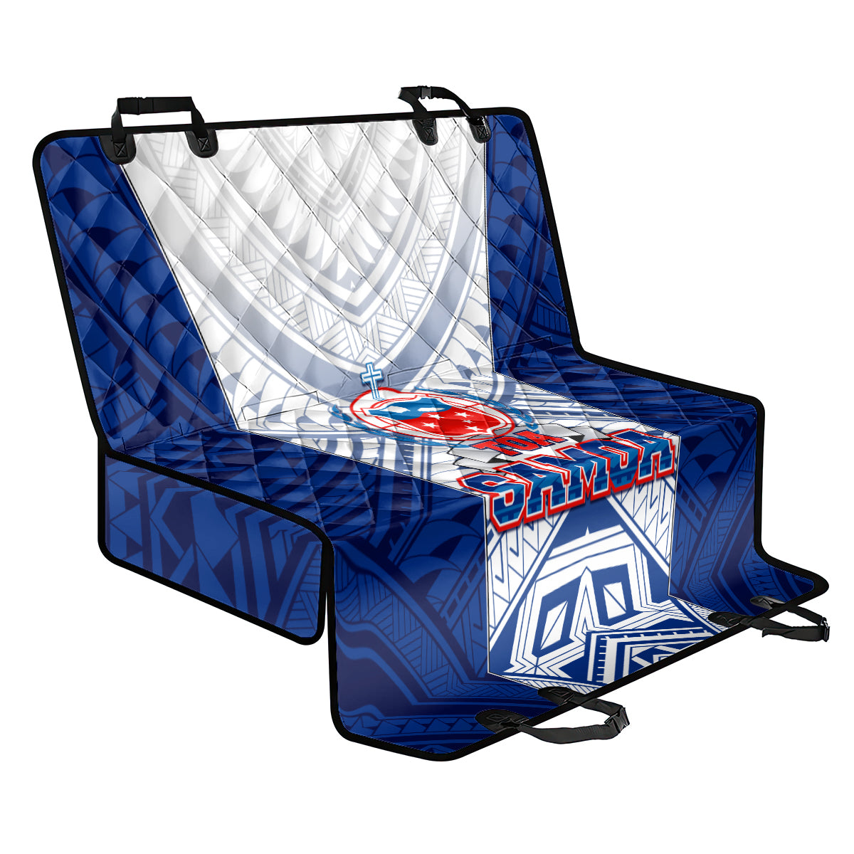 Samoa Rugby Back Car Seat Cover 2023 Pacific Championships Polynesian Pattern LT05 One Size Blue - Polynesian Pride