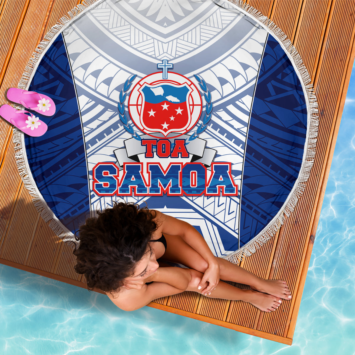 Samoa Rugby Beach Blanket 2023 Pacific Championships Polynesian Pattern LT05 - Wonder Print Shop