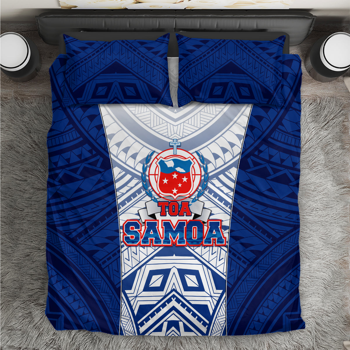 Samoa Rugby Bedding Set 2023 Pacific Championships Polynesian Pattern LT05 Blue - Polynesian Pride