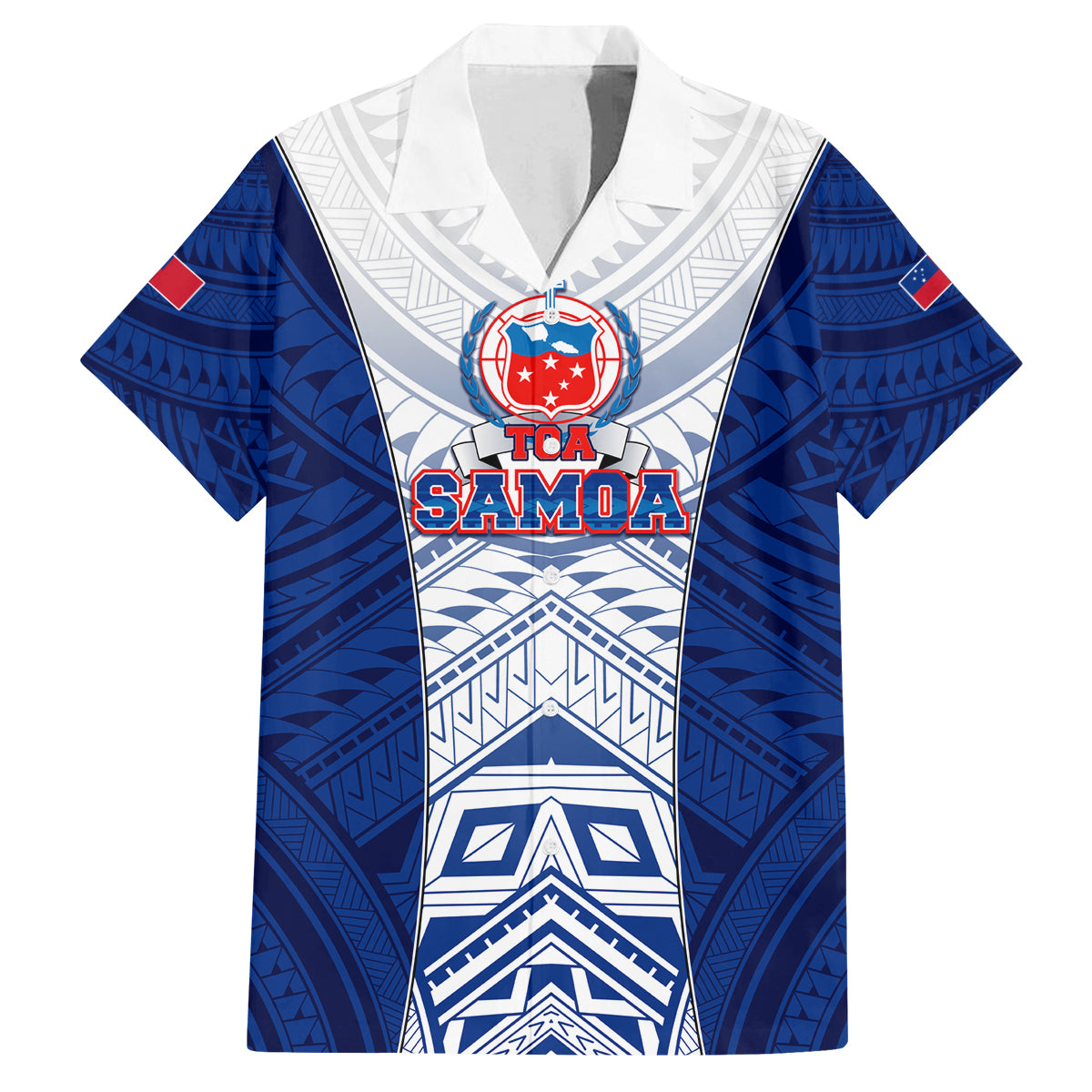 Custom Samoa Rugby Family Matching Off Shoulder Long Sleeve Dress and Hawaiian Shirt 2023 Pacific Championships Polynesian Pattern LT05 Dad's Shirt - Short Sleeve Blue - Polynesian Pride