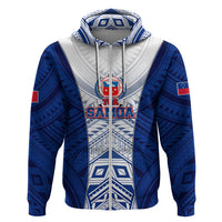 Custom Samoa Rugby Hoodie 2023 Pacific Championships Polynesian Pattern LT05 Zip Hoodie Blue - Polynesian Pride