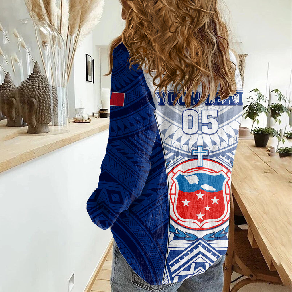 Custom Samoa Rugby Women Casual Shirt 2023 Pacific Championships Polynesian Pattern LT05 - Polynesian Pride