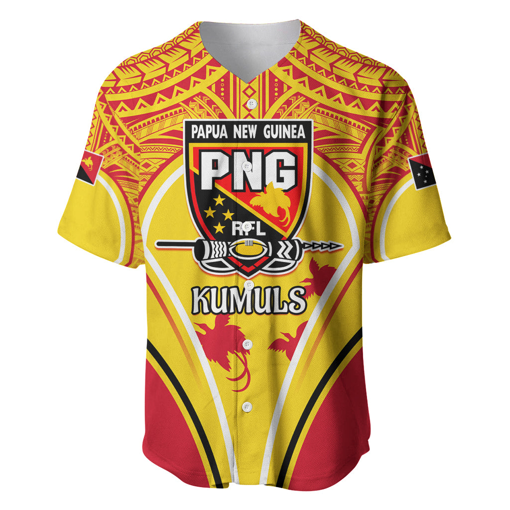 Custom Papua New Guinea Rugby Baseball Jersey 2023 Pacific Championships The Kumuls LT05 Yellow - Polynesian Pride