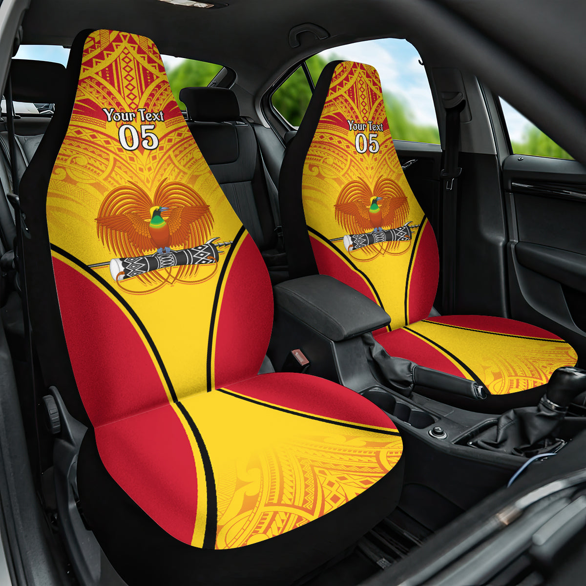 Custom Papua New Guinea Rugby Car Seat Cover 2023 Pacific Championships The Kumuls LT05 One Size Yellow - Polynesian Pride