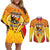 Custom Papua New Guinea Rugby Couples Matching Off Shoulder Short Dress and Long Sleeve Button Shirt 2023 Pacific Championships The Kumuls LT05 Yellow - Polynesian Pride
