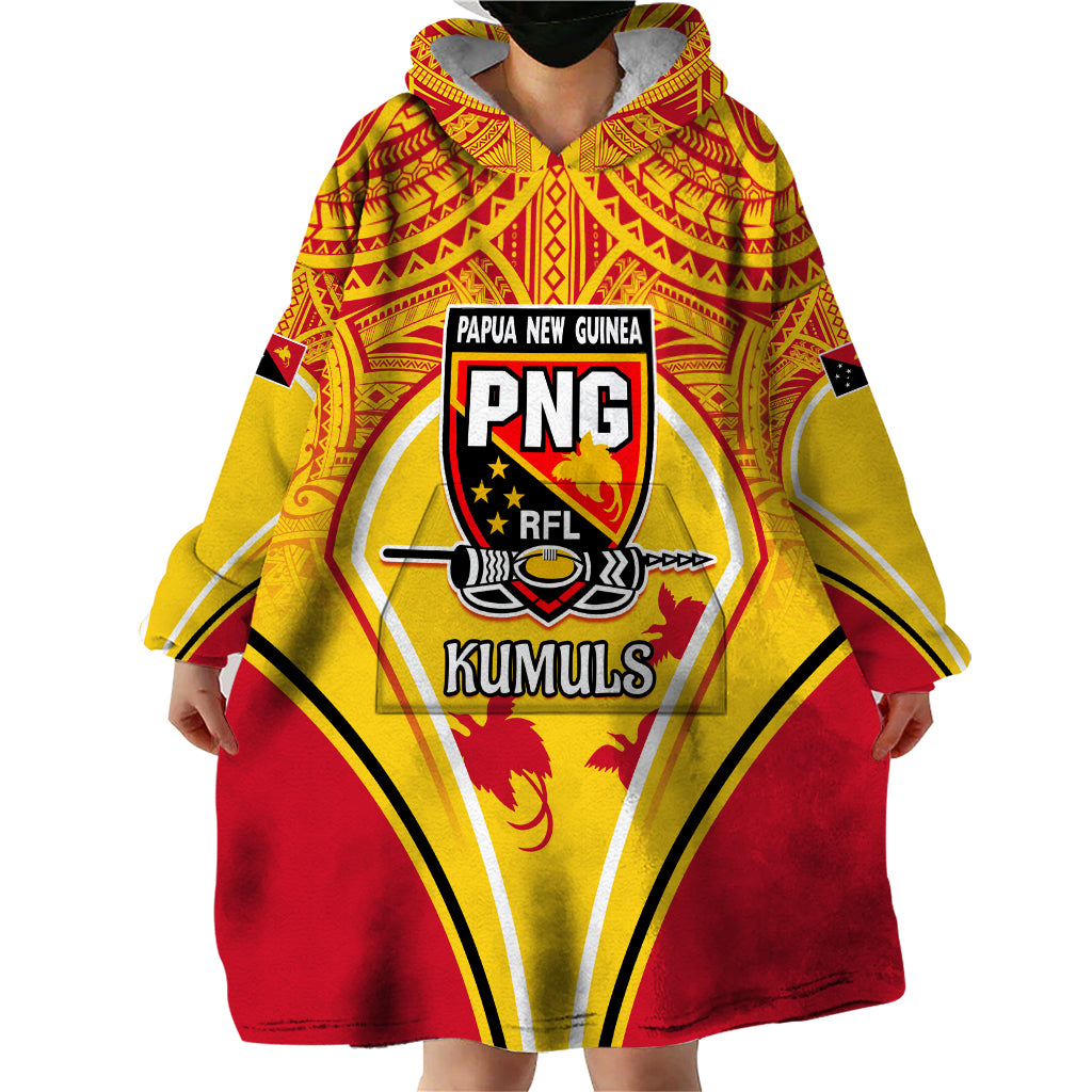 Custom Papua New Guinea Rugby Wearable Blanket Hoodie 2023 Pacific Championships The Kumuls LT05 - Polynesian Pride