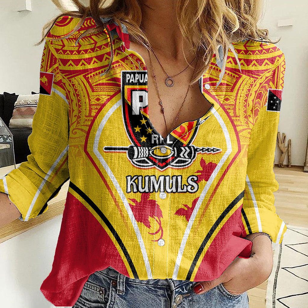 Custom Papua New Guinea Rugby Women Casual Shirt 2023 Pacific Championships The Kumuls LT05 Female Yellow - Polynesian Pride