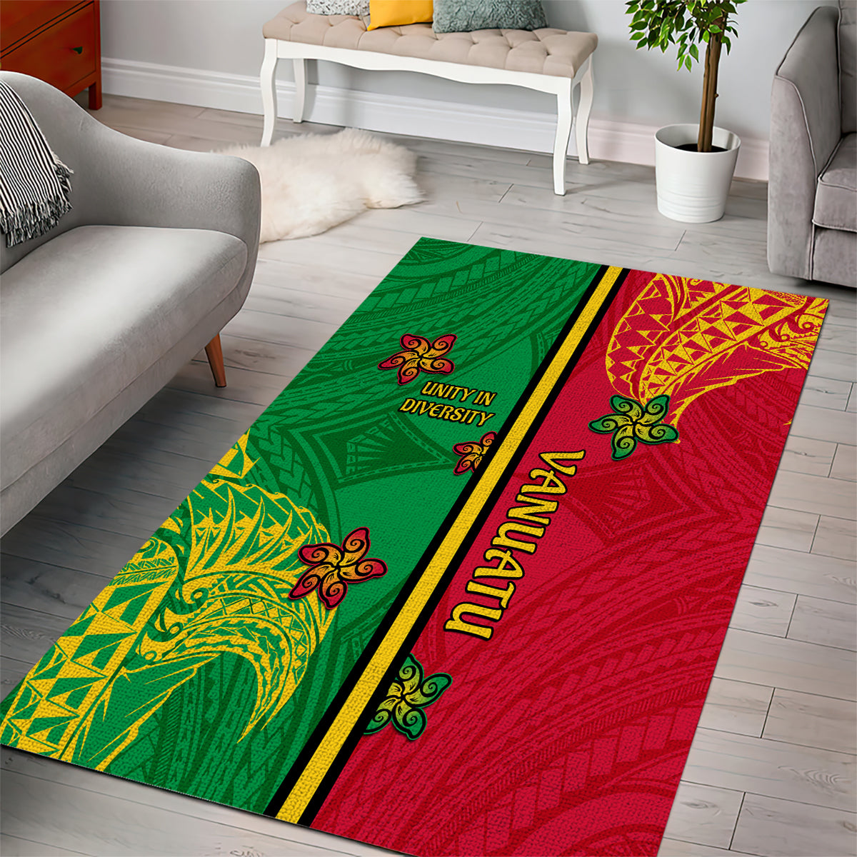 Vanuatu Happy Unity Day Area Rug Polynesian Plumeria LT05 - Polynesian Pride