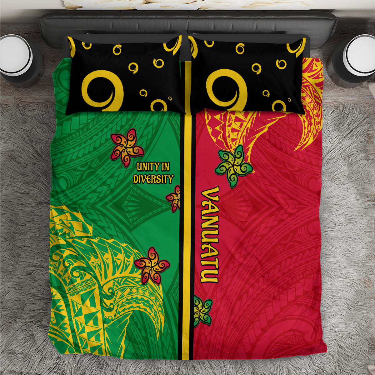 Vanuatu Happy Unity Day Bedding Set Polynesian Plumeria LT05 Red - Polynesian Pride